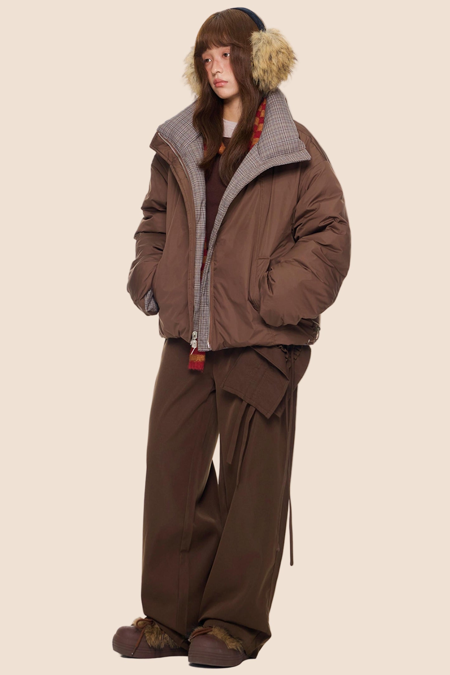 Reversible Plaid Down Jacket