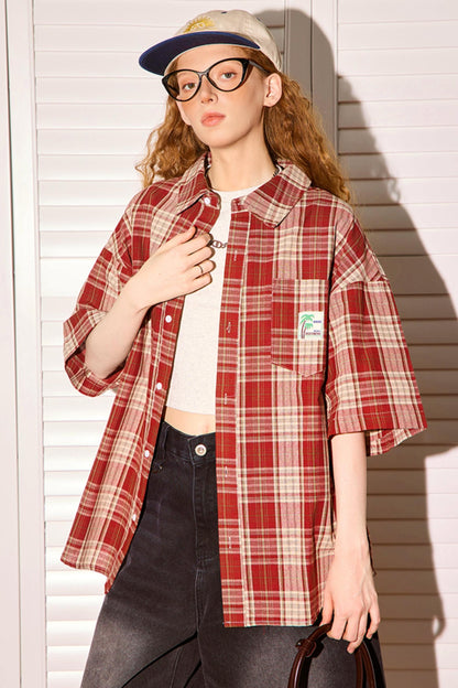 Retro Plaid Short-Sleeve Shirt