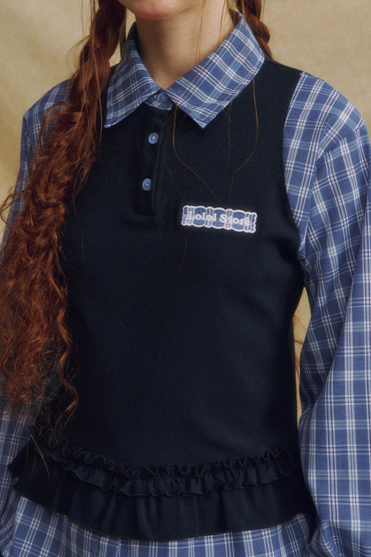 Chic Plaid Lace Layered Top