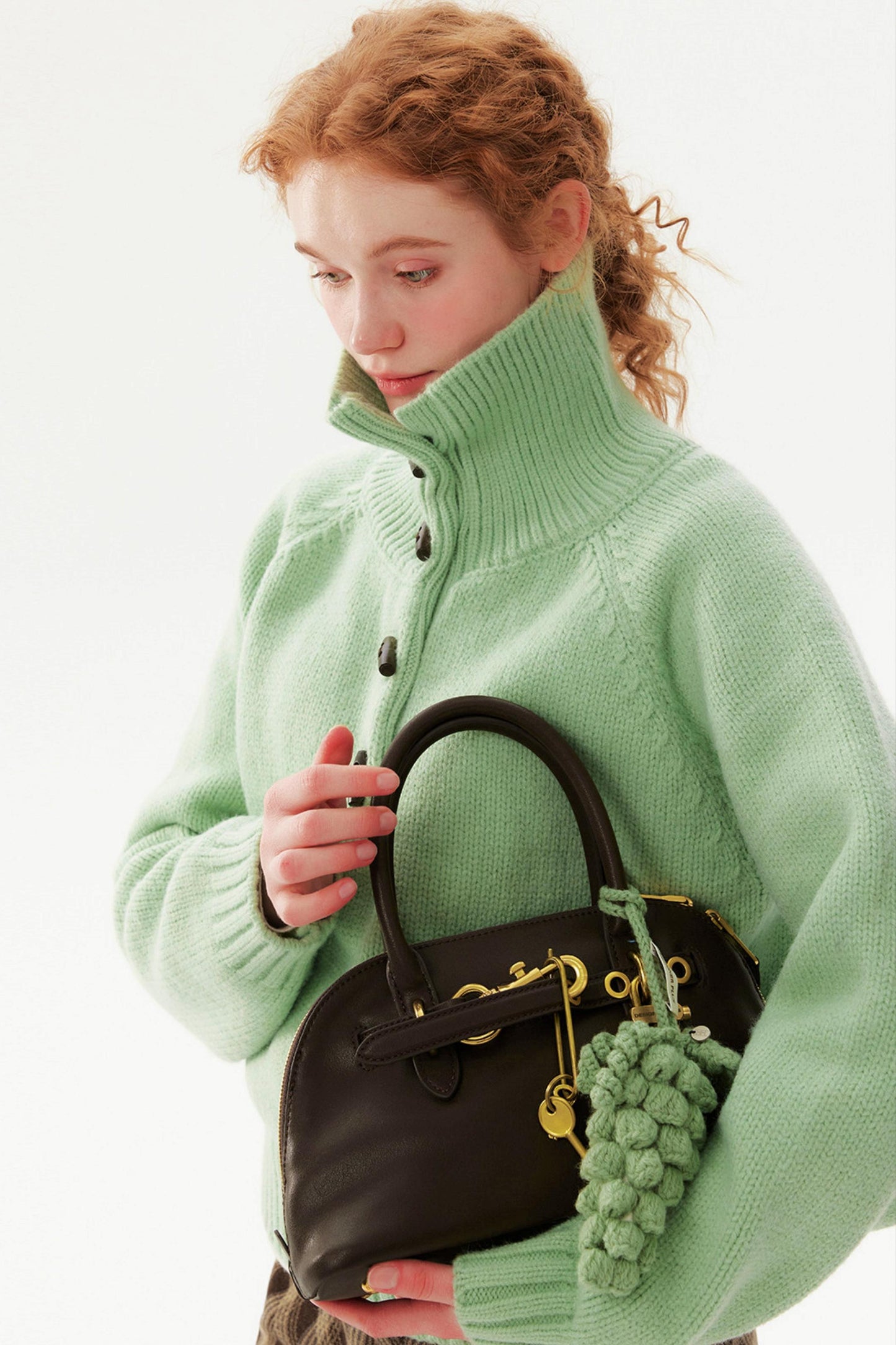 Light Bean Green Toggle Sweater
