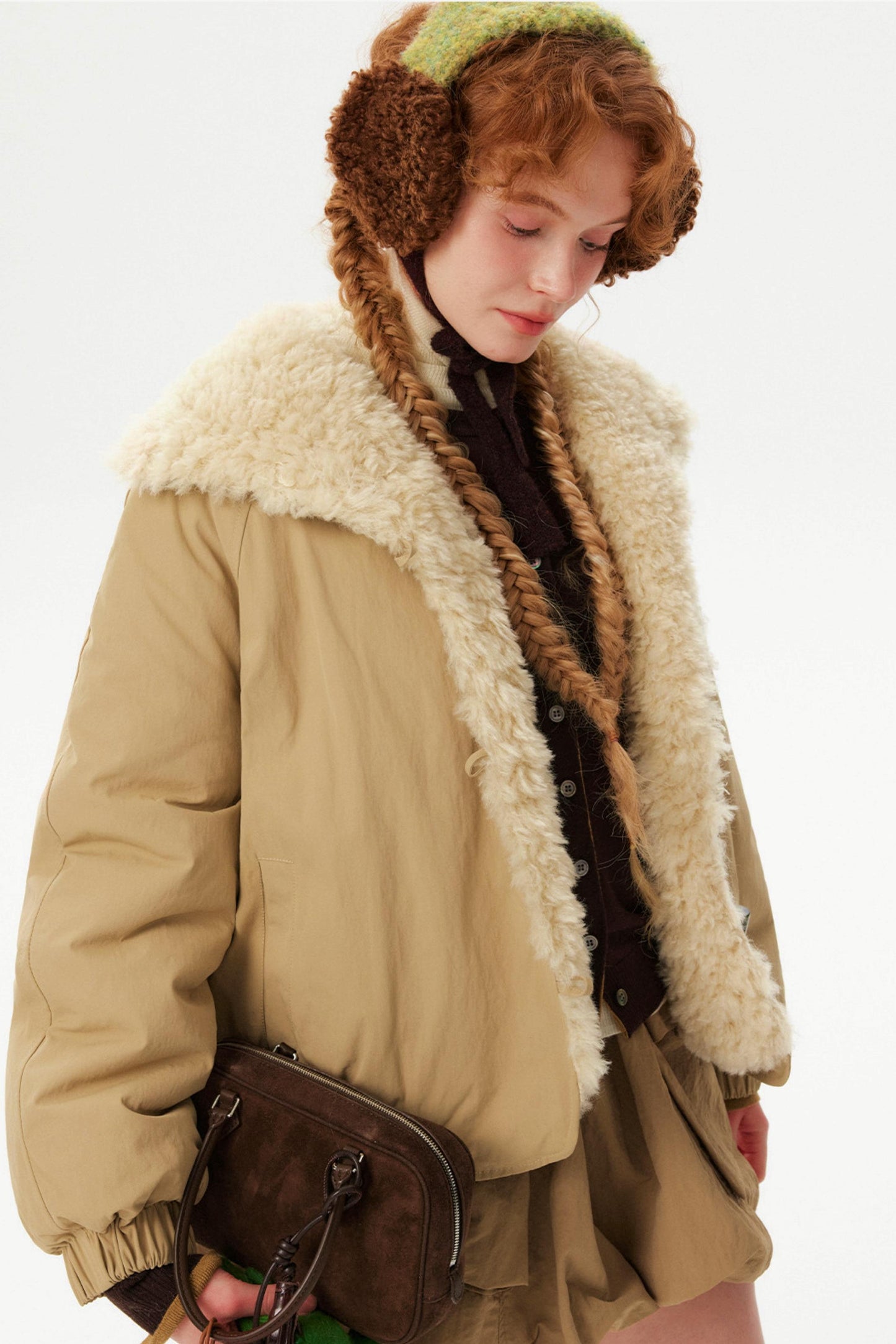 Toggle Button Fur Collar Parka Jacket