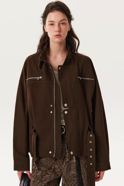 Silhouette Distressed Lace-Up Jacket