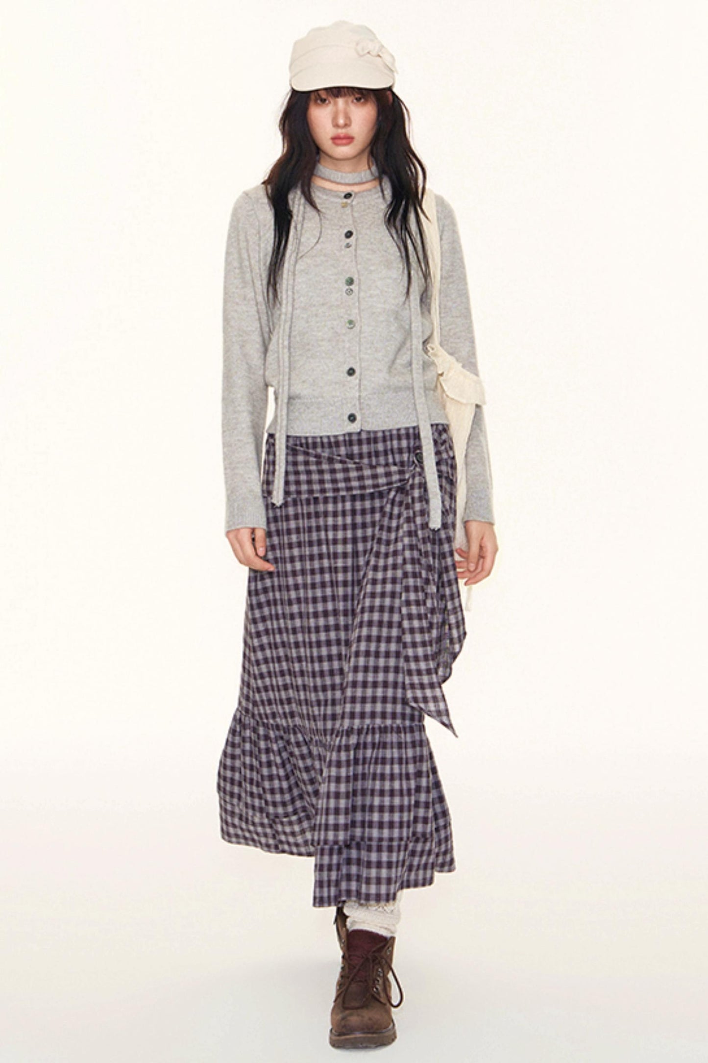 Plaid A-Line Maxi Skirt