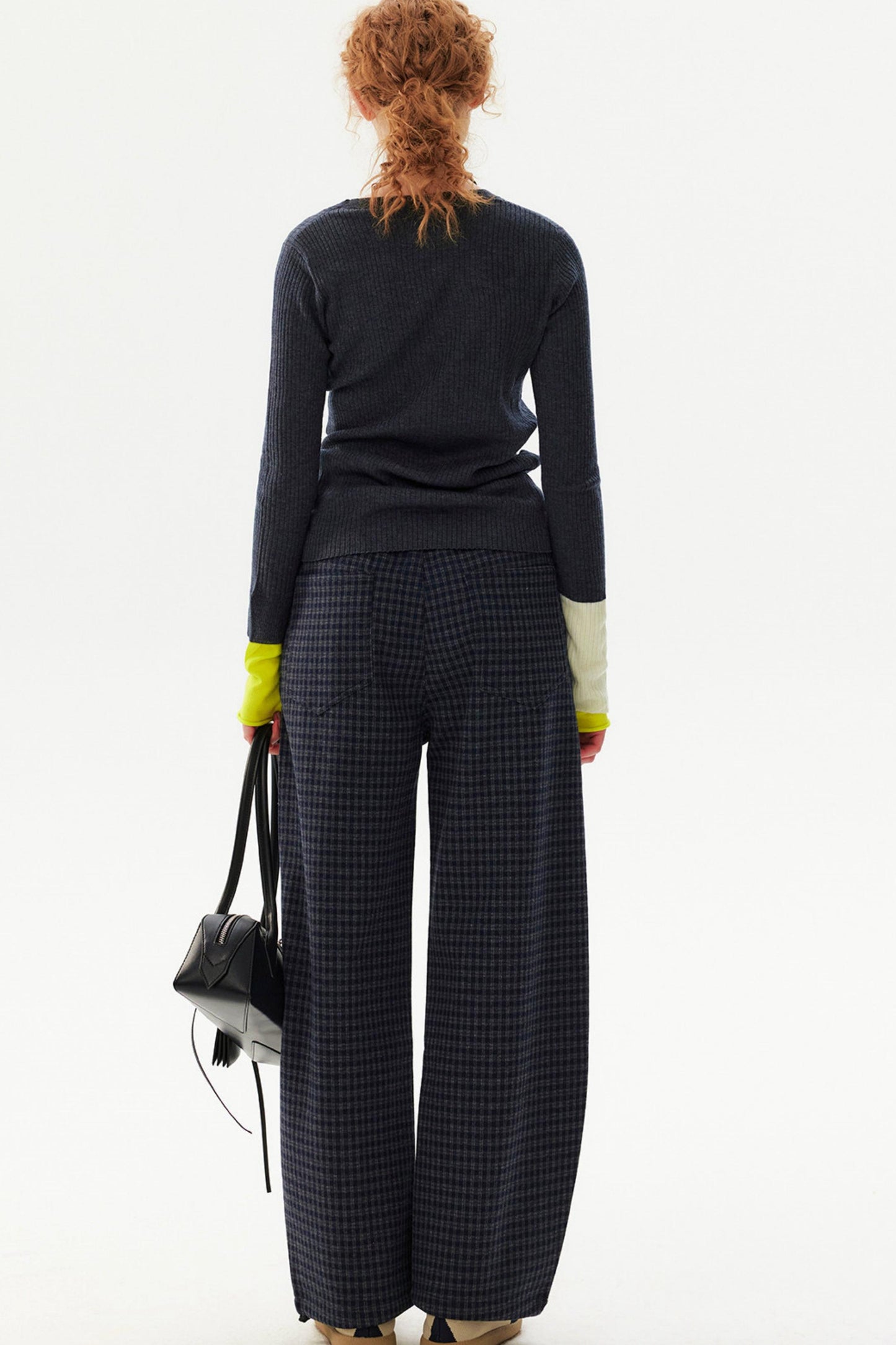 Color-Blocked Wool Blend Sweater