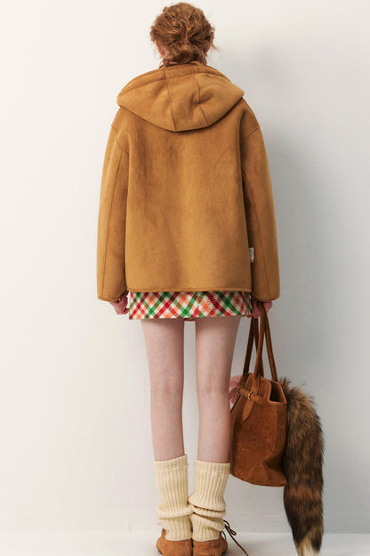 Reversible Hooded Suede Jacket