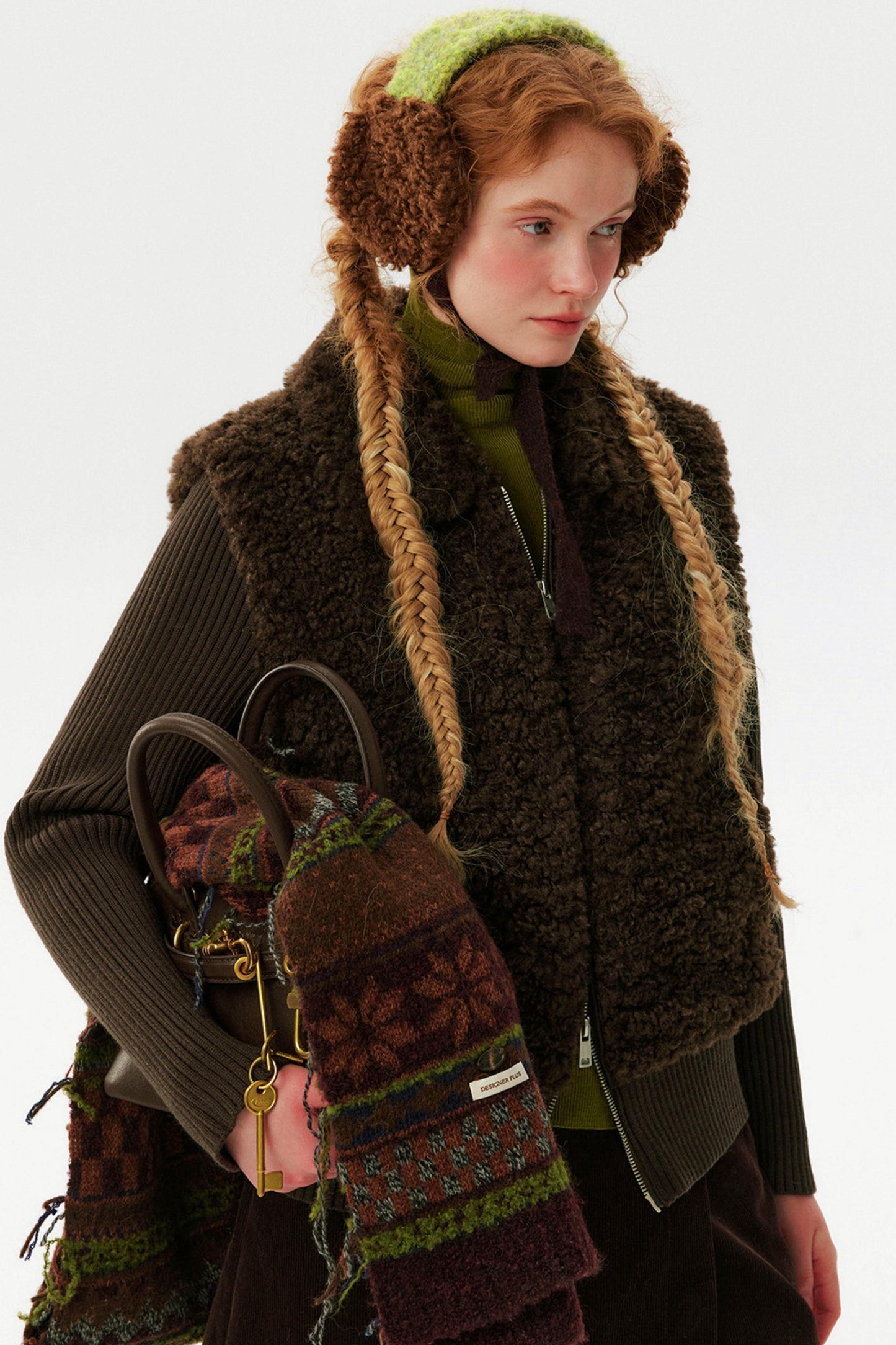 Knitted Patchwork Shearling Jacket