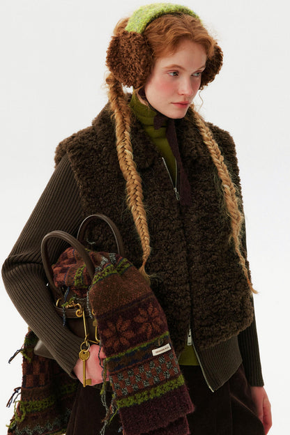 Knitted Patchwork Shearling Jacket