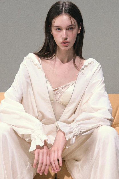 Apricot Wind Satin Wide-Leg Pants