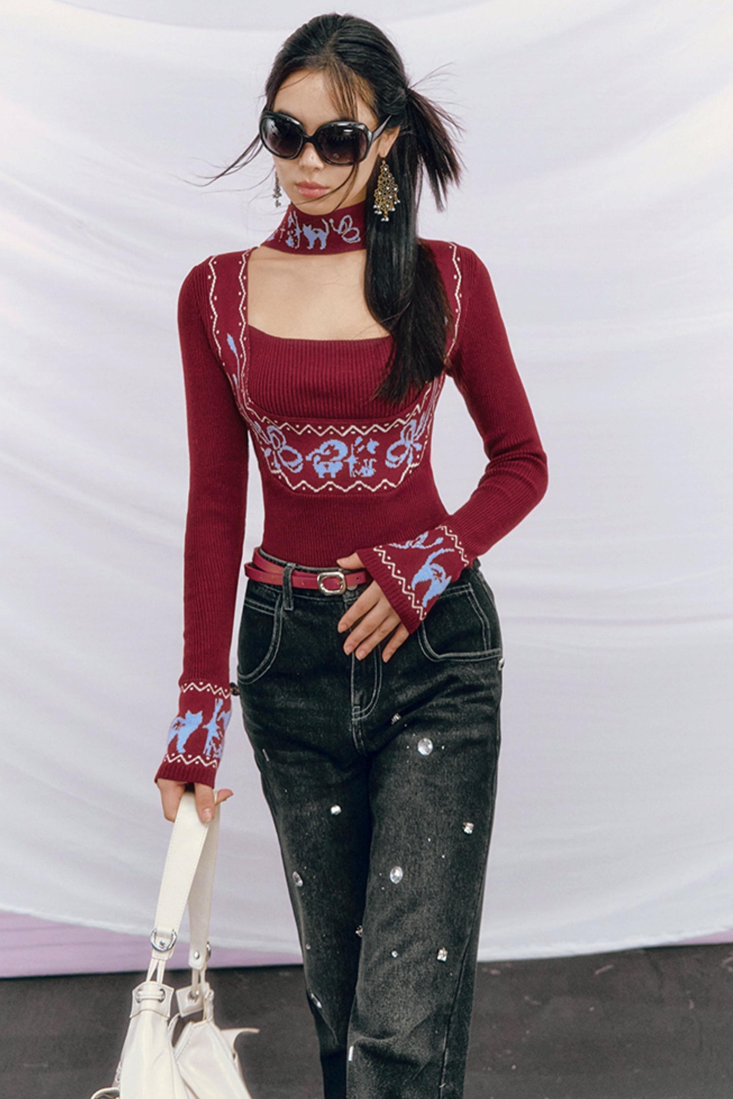 Fair Isle Jacquard Knit Sweater