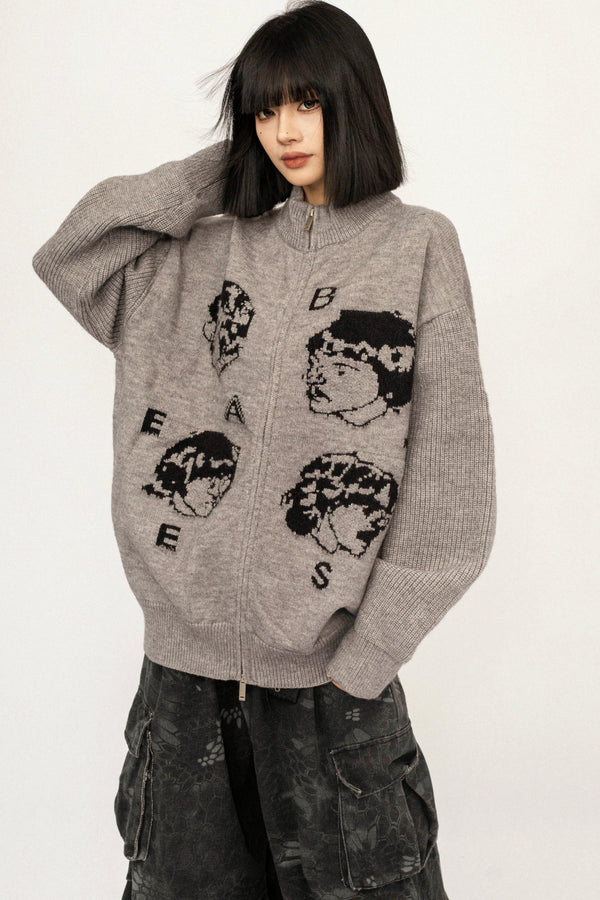 Retro Black Knitted Cardigan