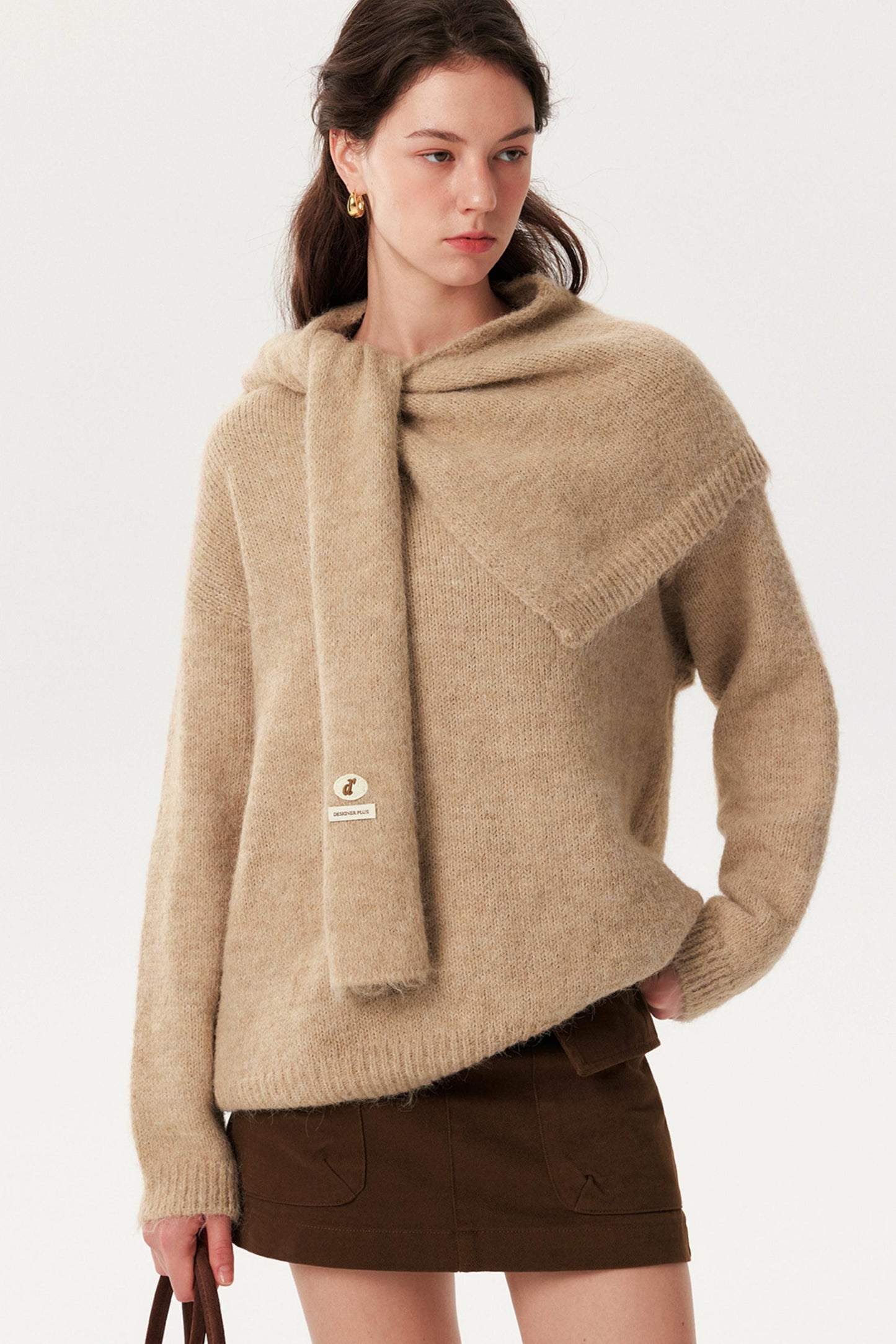 Solid Knitwear Two-Piece Top Set