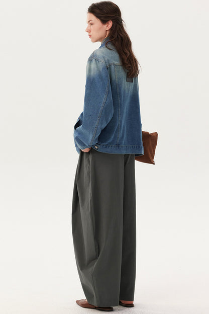 Paper Texture Pleated Scimitar Pants