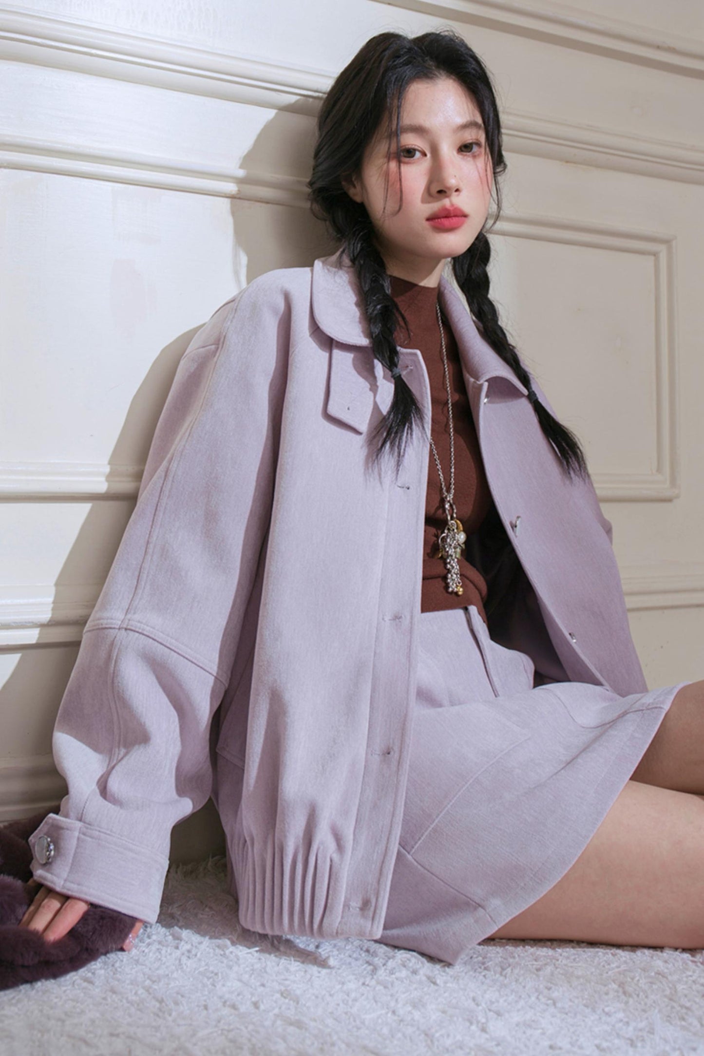 Stand-Up Velvet Chenille Jacket Set