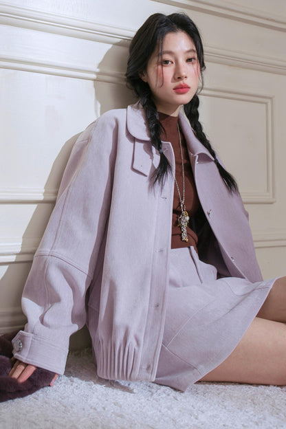 Stand-Up Velvet Chenille Jacket Set