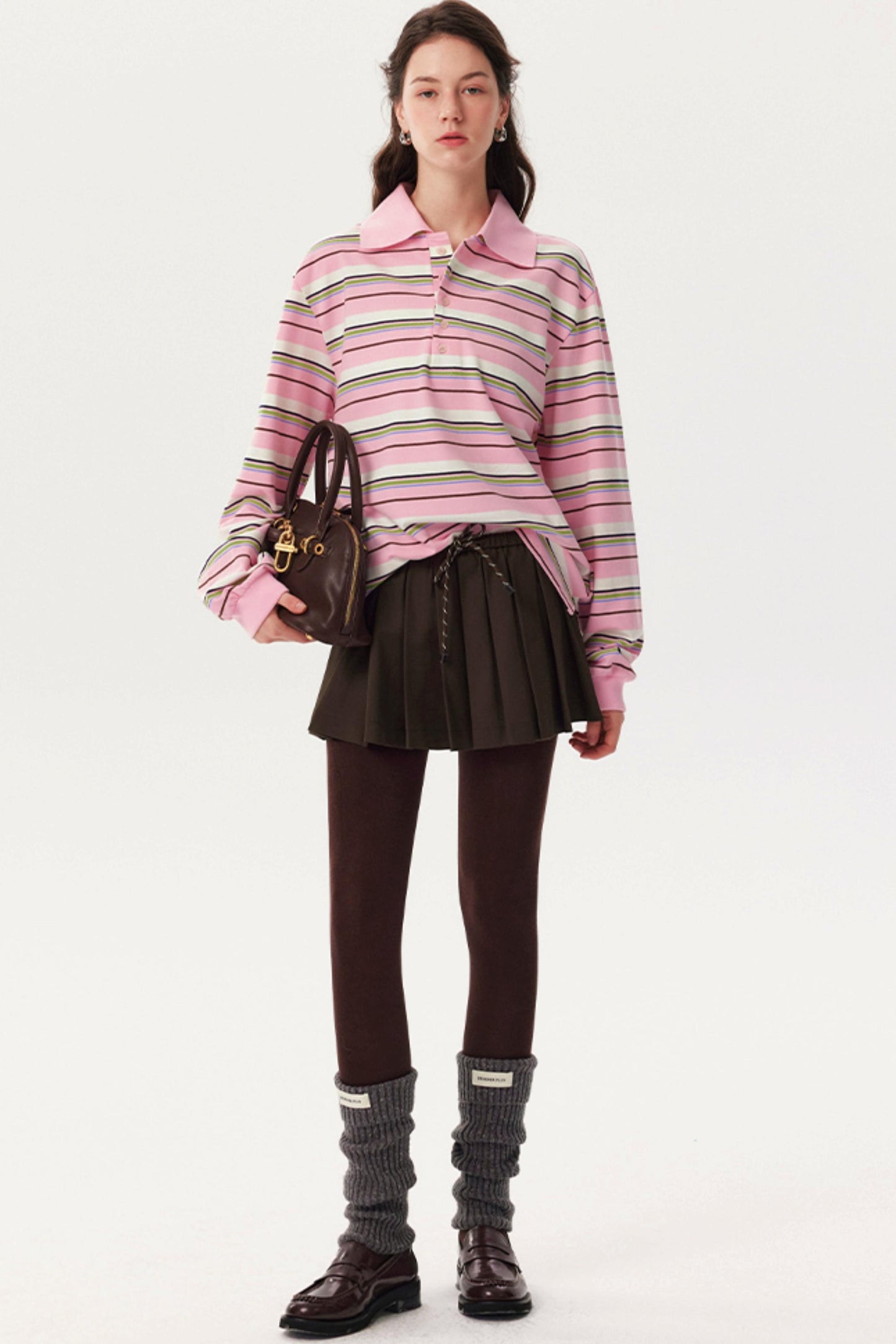 Autumn Texture Long-Sleeved Polo Shirt