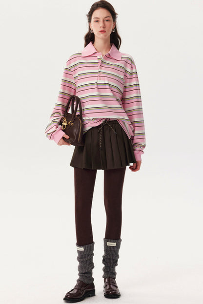 Autumn Texture Long-Sleeved Polo Shirt