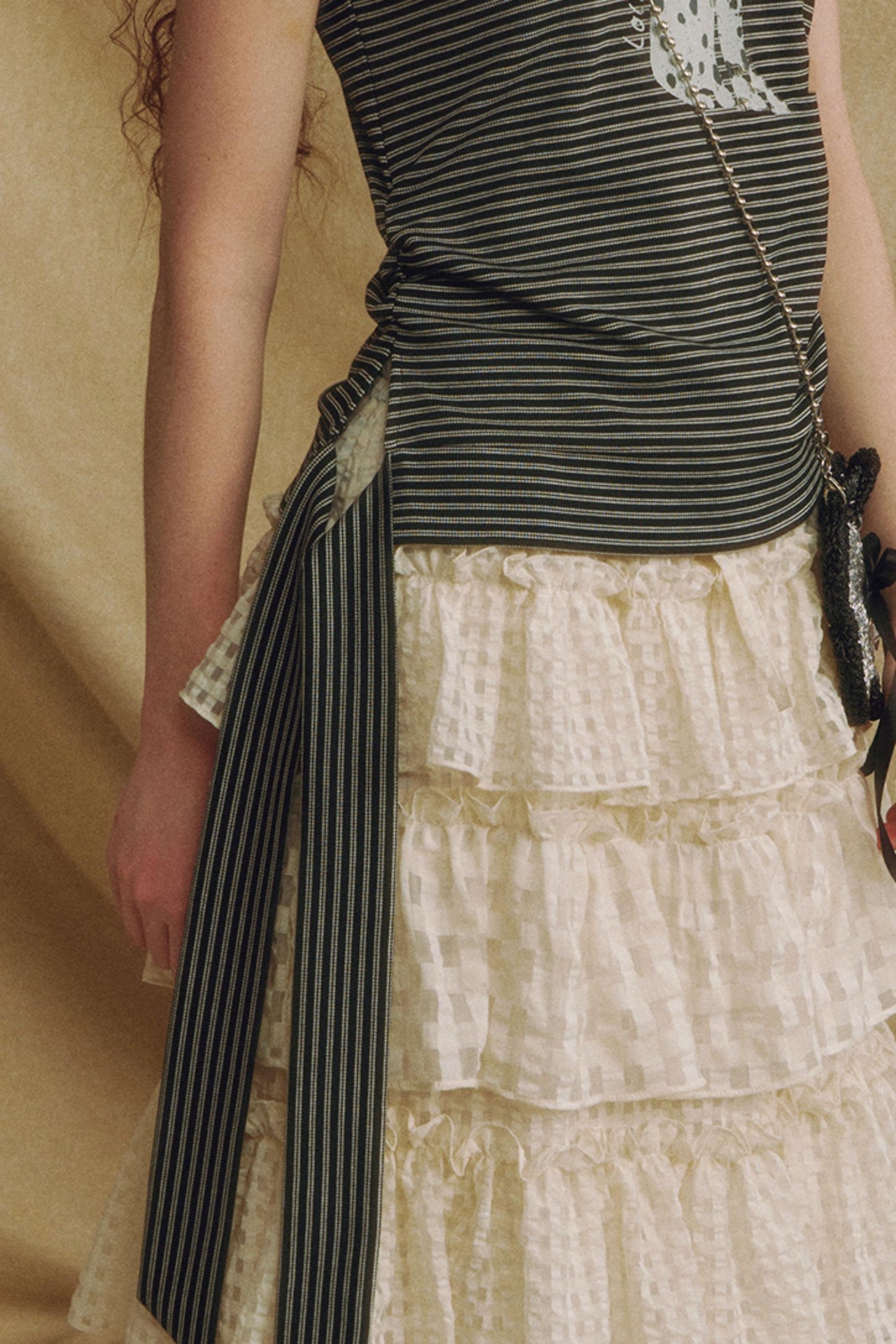 Puppy Print Bow-Striped Navy Tank Top