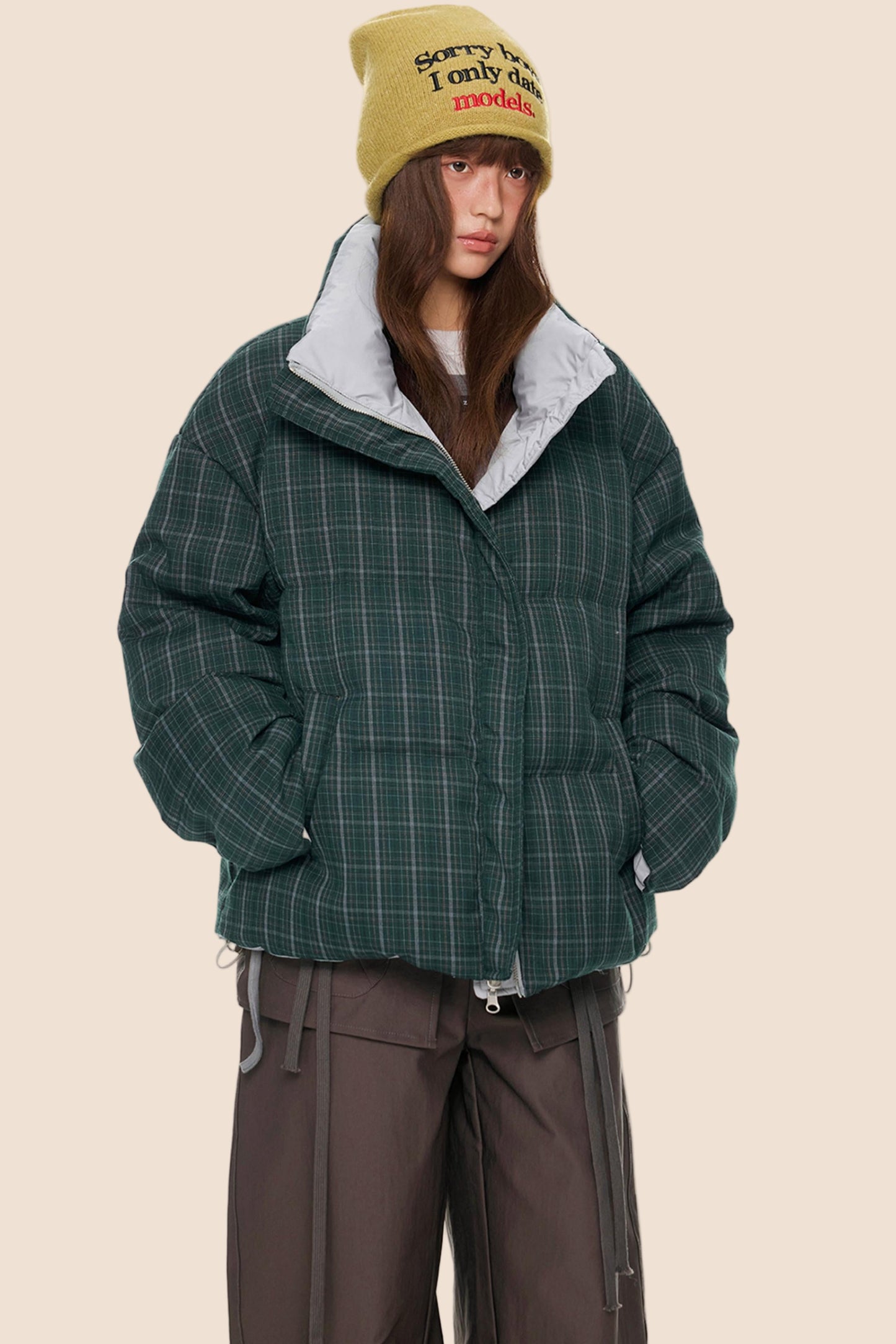 Reversible Plaid Down Jacket