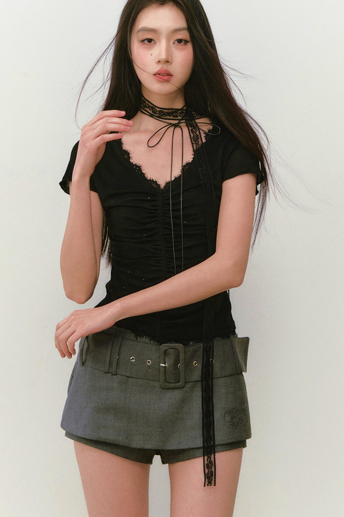 Embroidered Versatile Skirt Pants