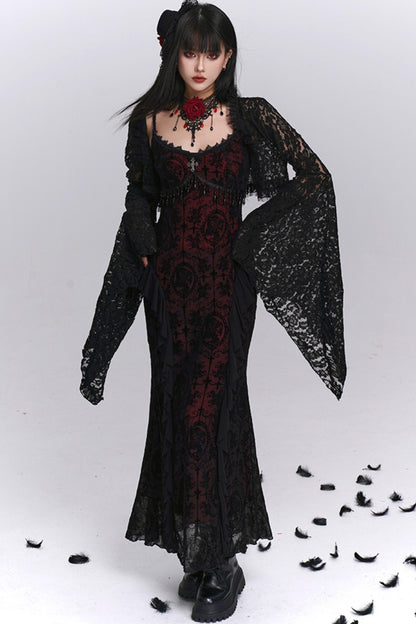 Gothic Black Camisole Dress Set-Up