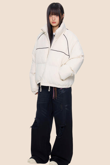 Color-Block Striped Cotton Jacket