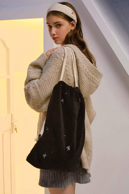 Soft Velvet Floral Backpack