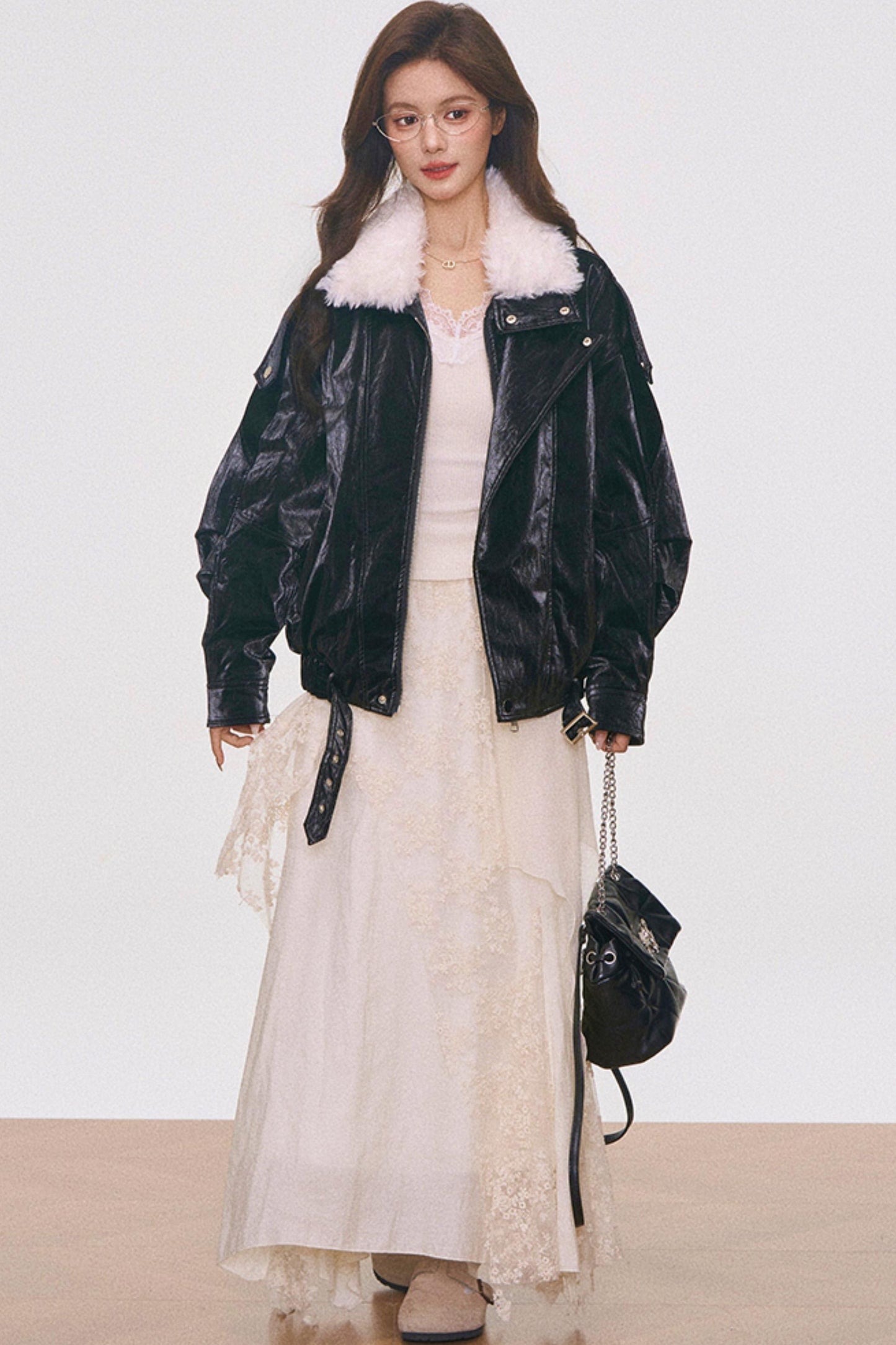 Fur Collar Cotton Coat Set-Up