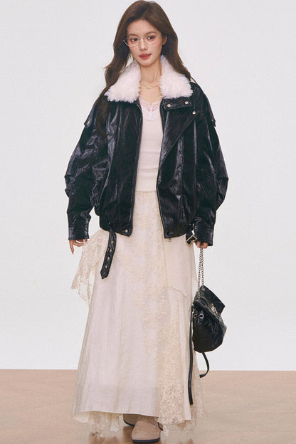 Fur Collar Cotton Coat Set-Up