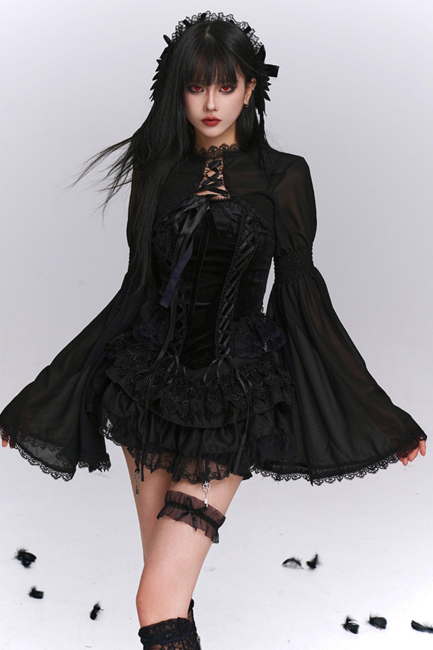 Black Puffy Black Culotte Set-Up