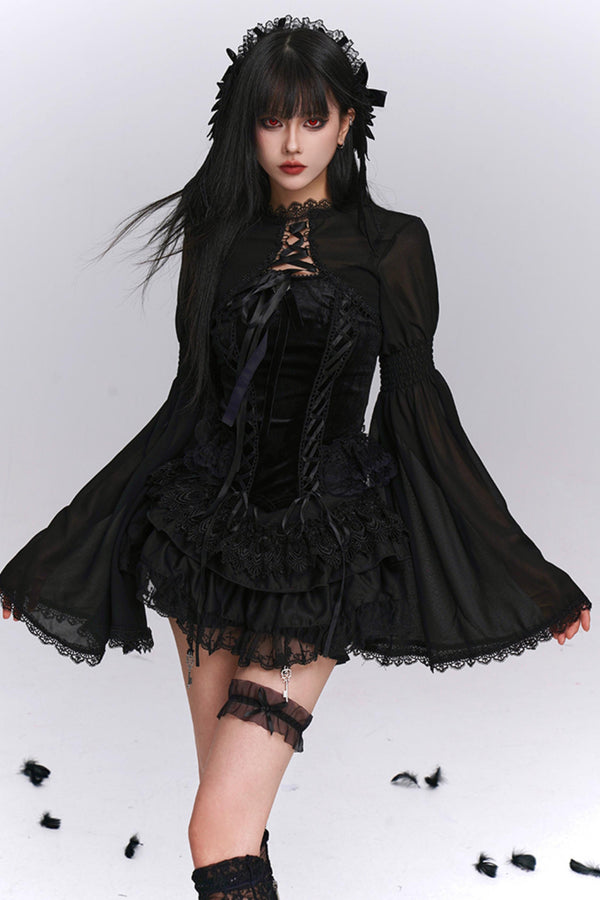 Black Puffy Black Culotte Set-Up