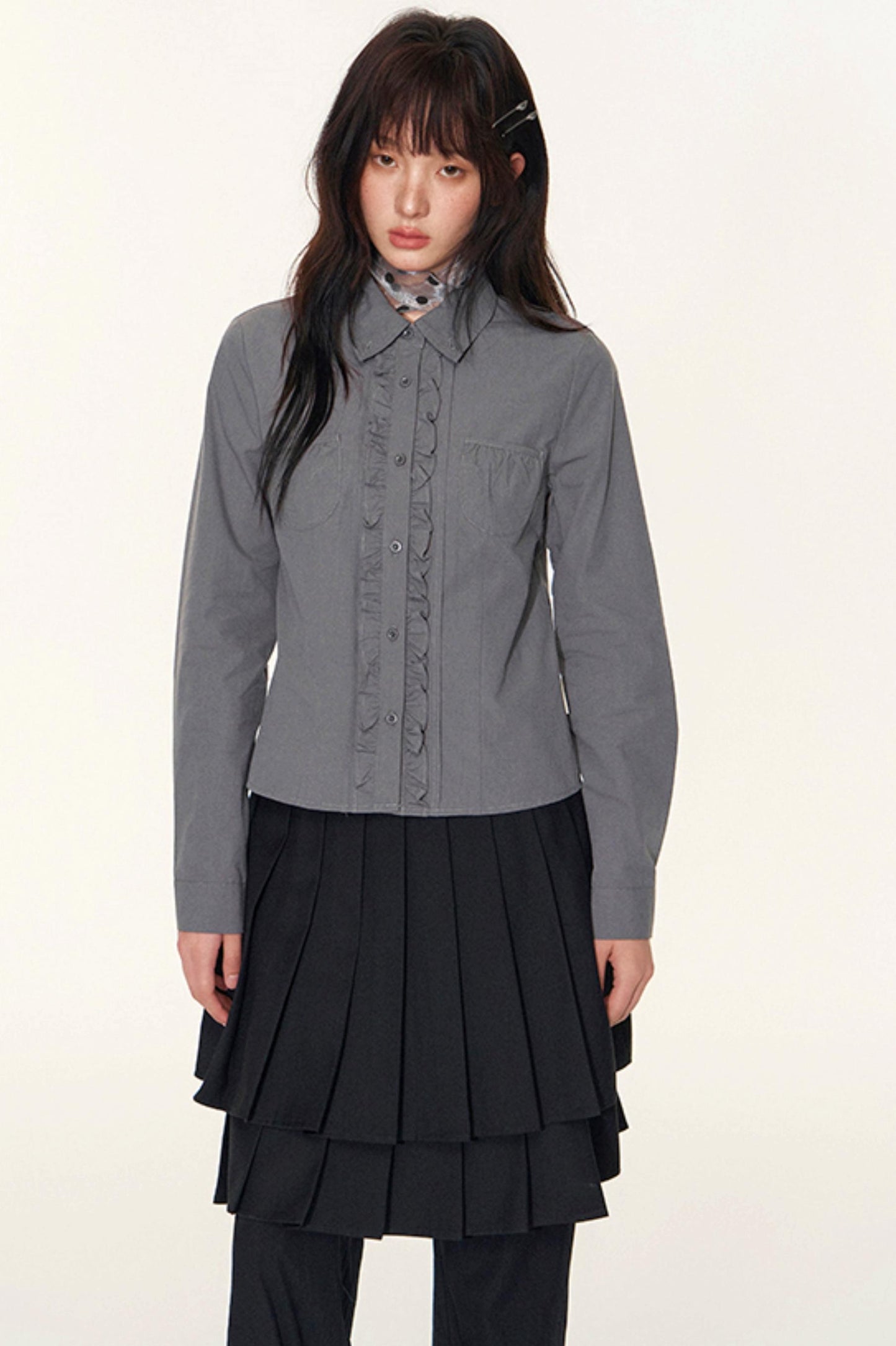 Double-Layer Pleated Skirt