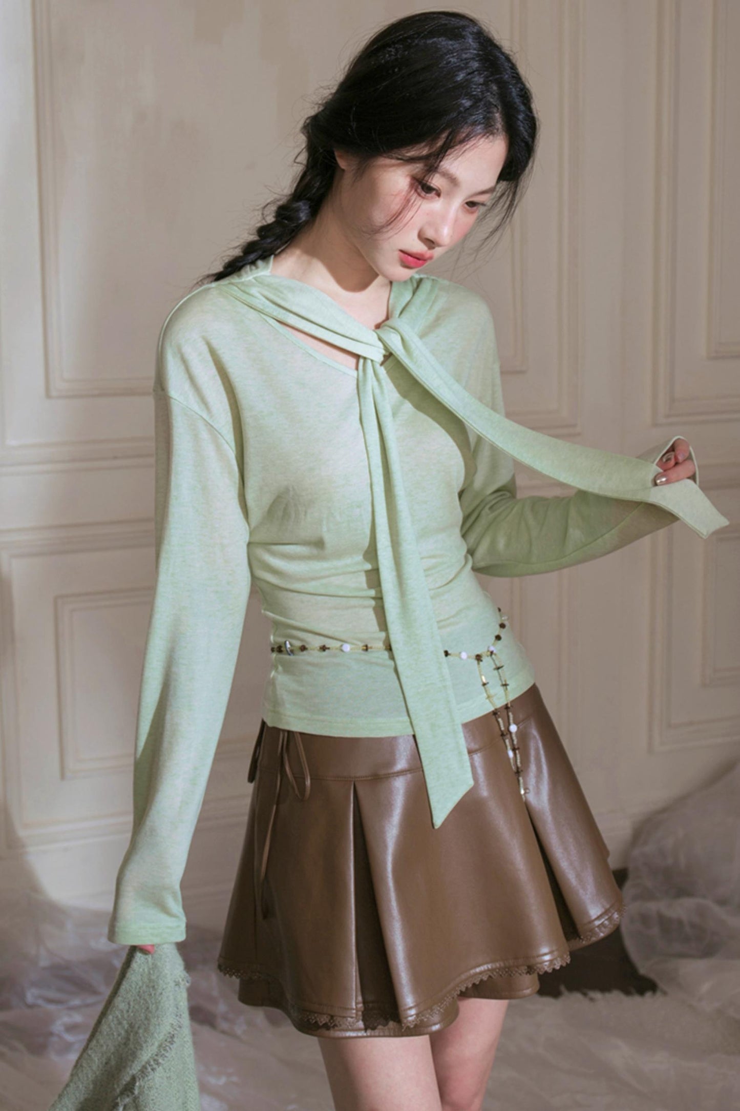 Green Wool Shawl Top