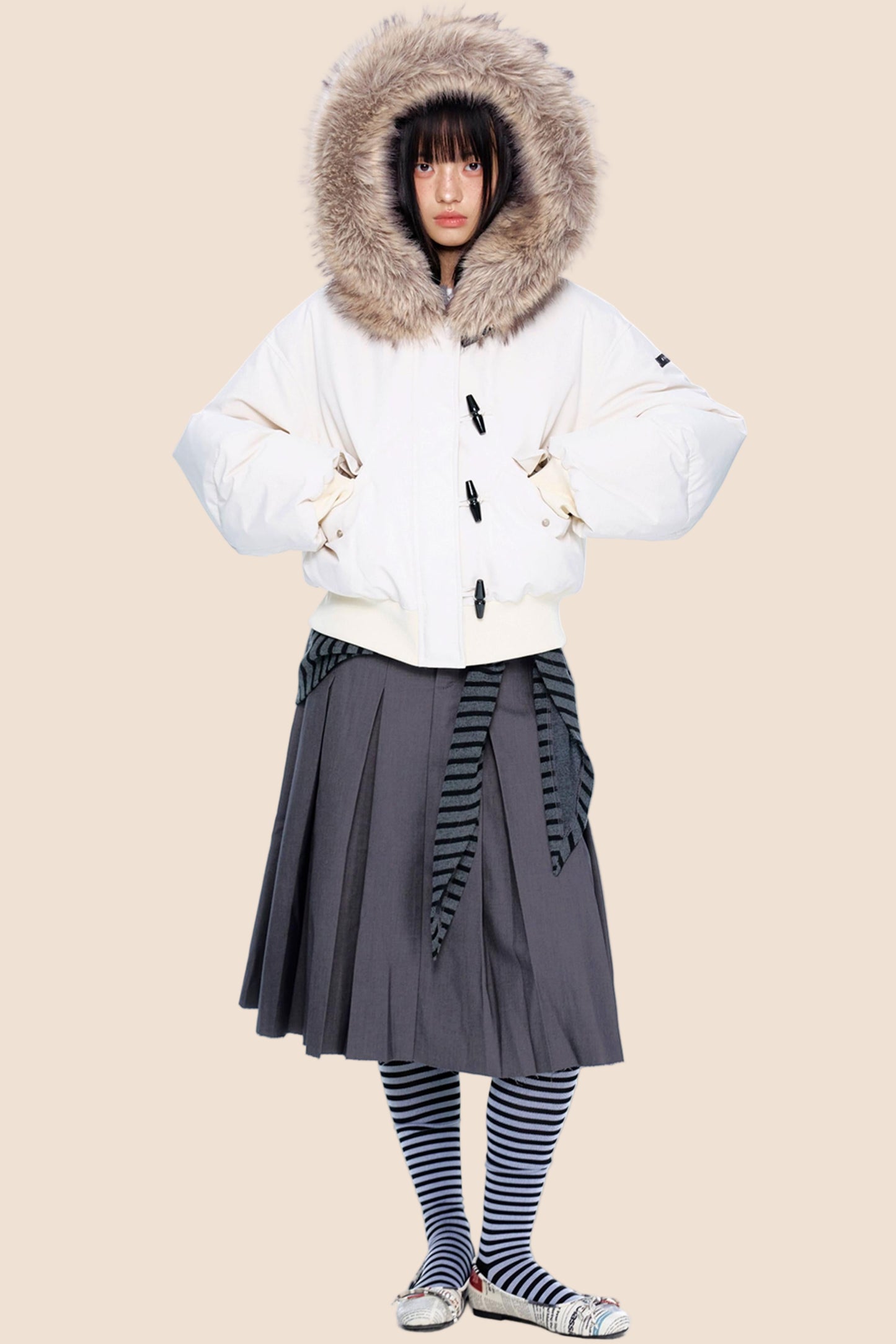 Large Fur Collar Parka Jacket
