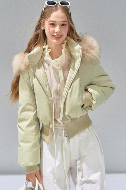 Big Fur Collar Waist Down Jacket