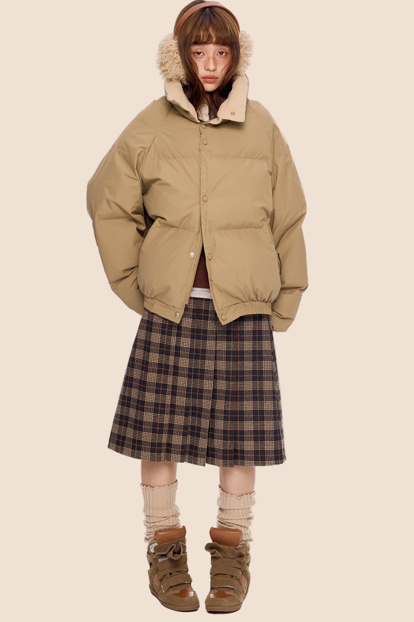 Color-Blocked Cotton Winter Jacket