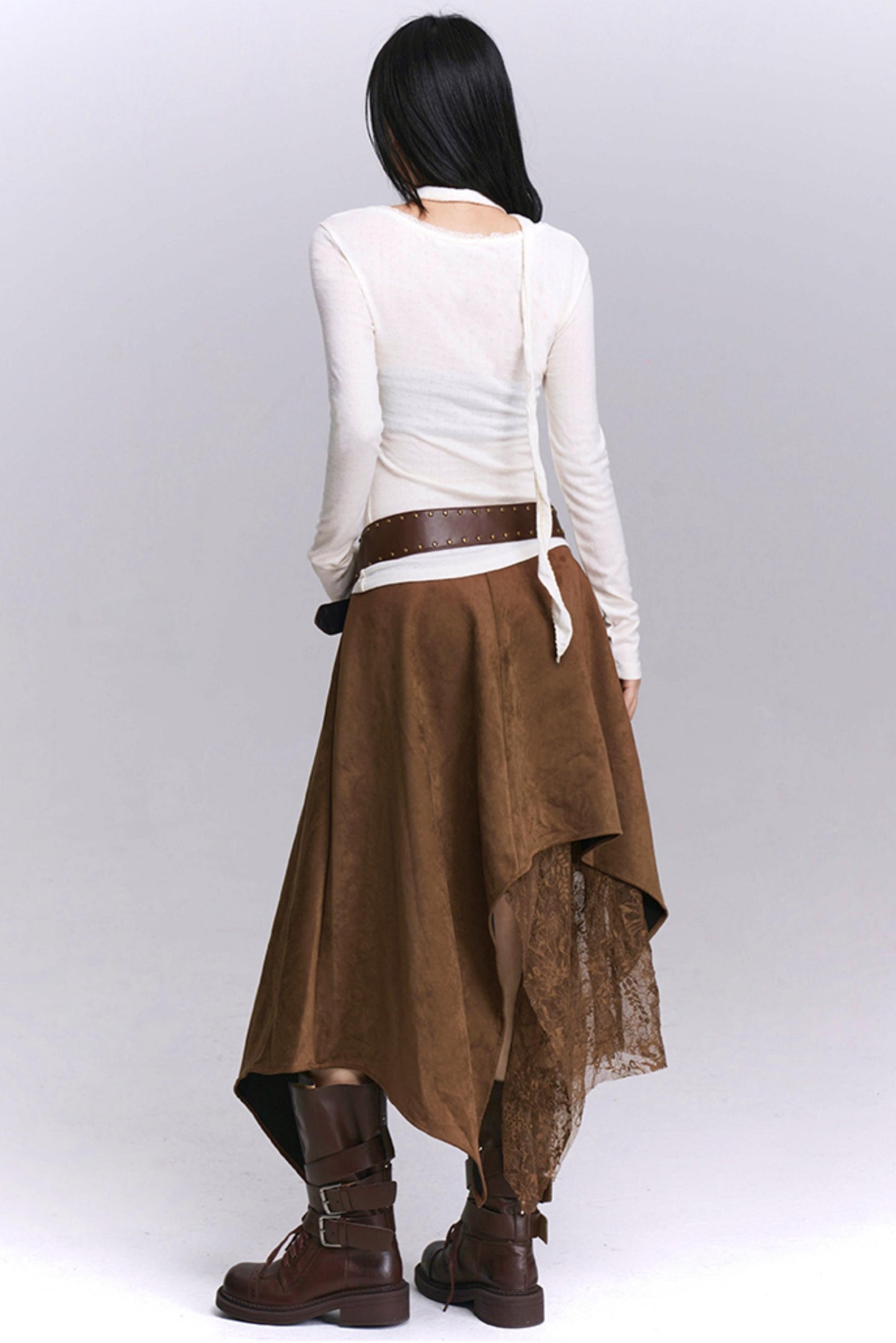 Coffee Suede Skirt