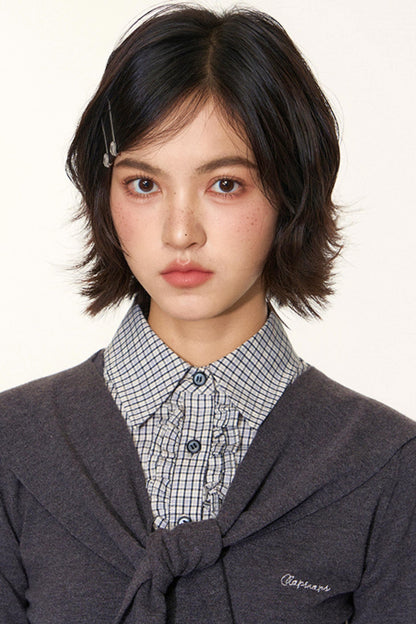 Navy Collar Knit Sweater