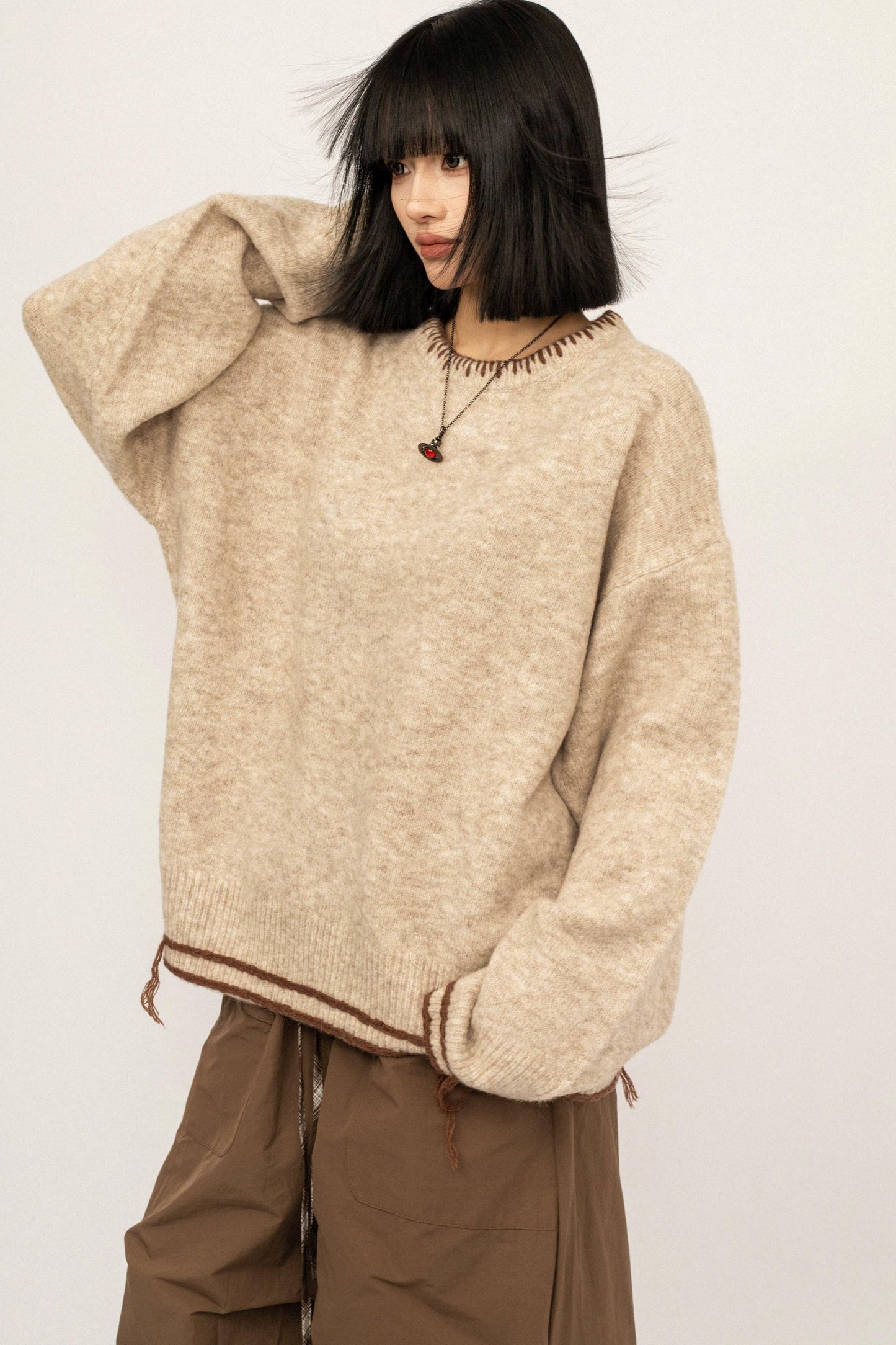 Retro Gray Knitwear Sweater