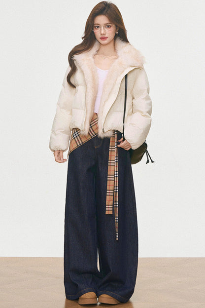 Winter Plaid Cotton Coat Set-Up