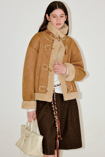 High-Neck Faux Fur Coat