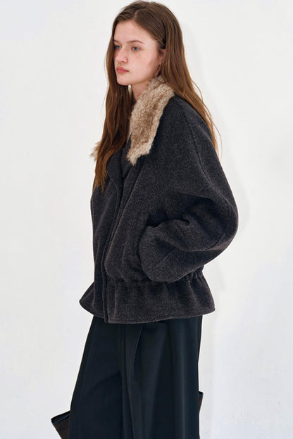 Sunset Wool Fur Collar Coat