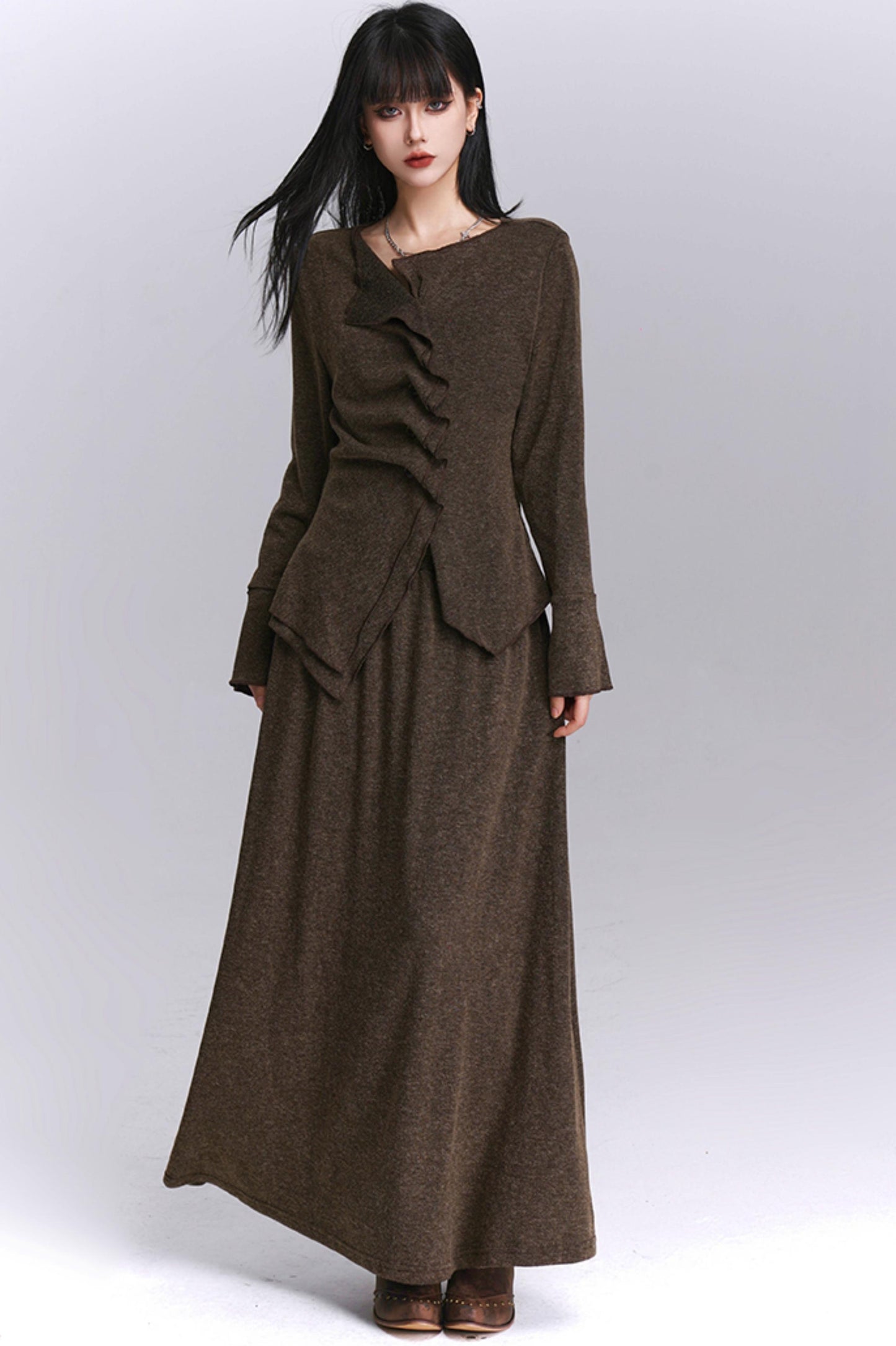 Chic Gray Two-Piece Suit Skirt Set-Up