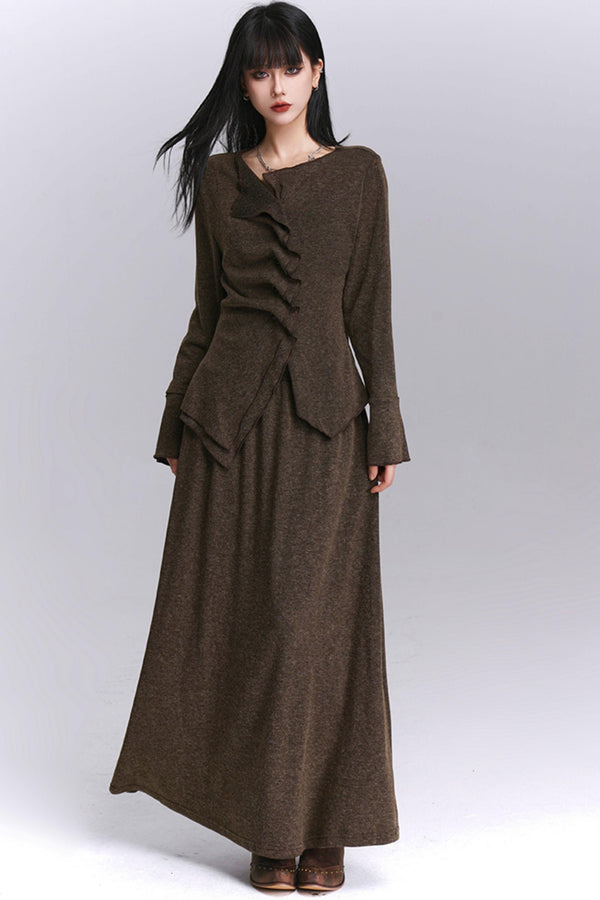 Chic Gray Two-Piece Suit Skirt Set-Up