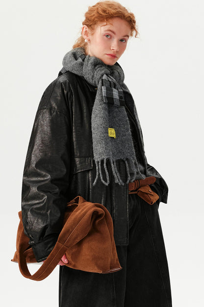 Plaid Tassel Wool Scarf