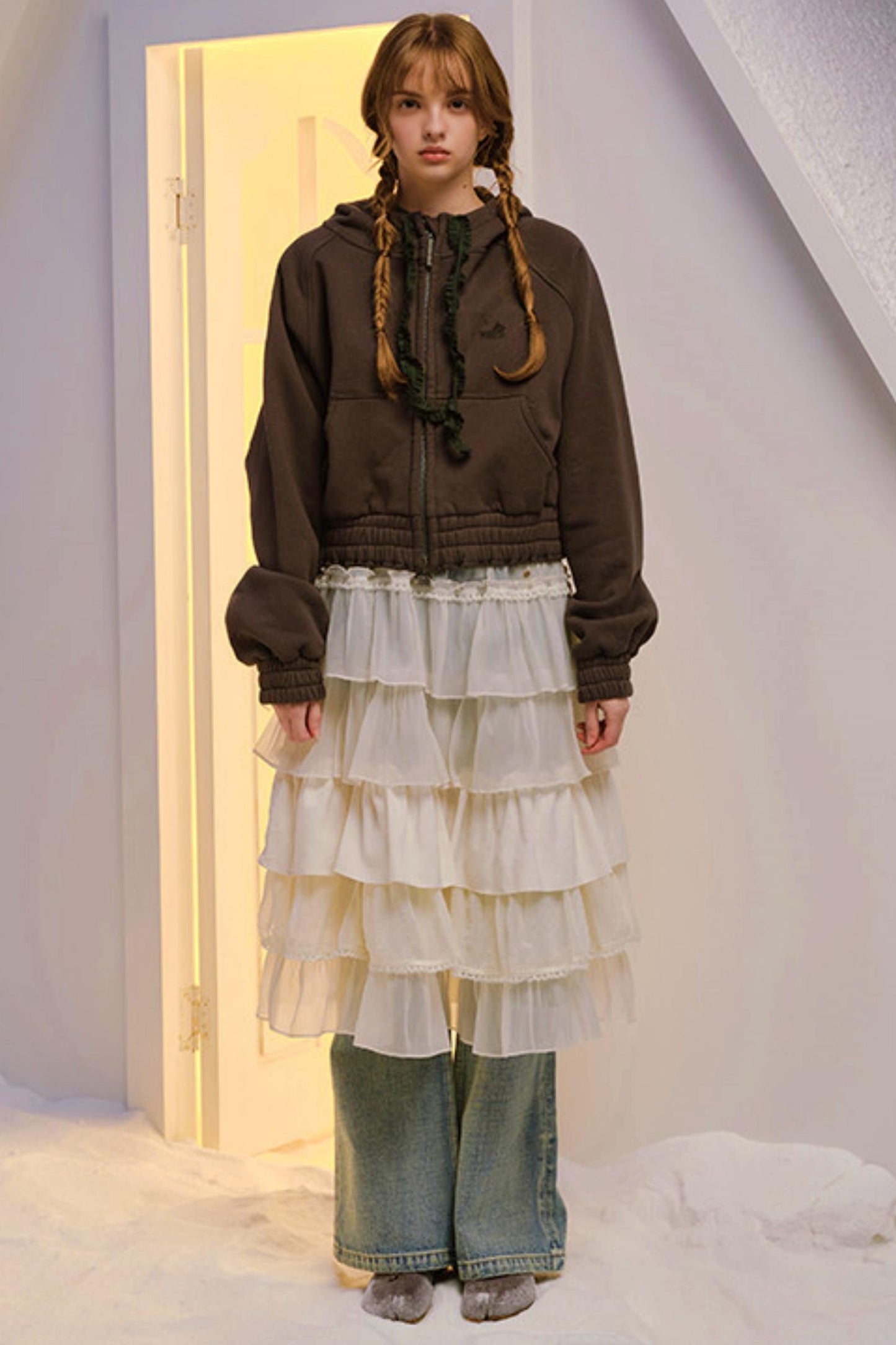 Hand-Dyed French Ruffled Skirt