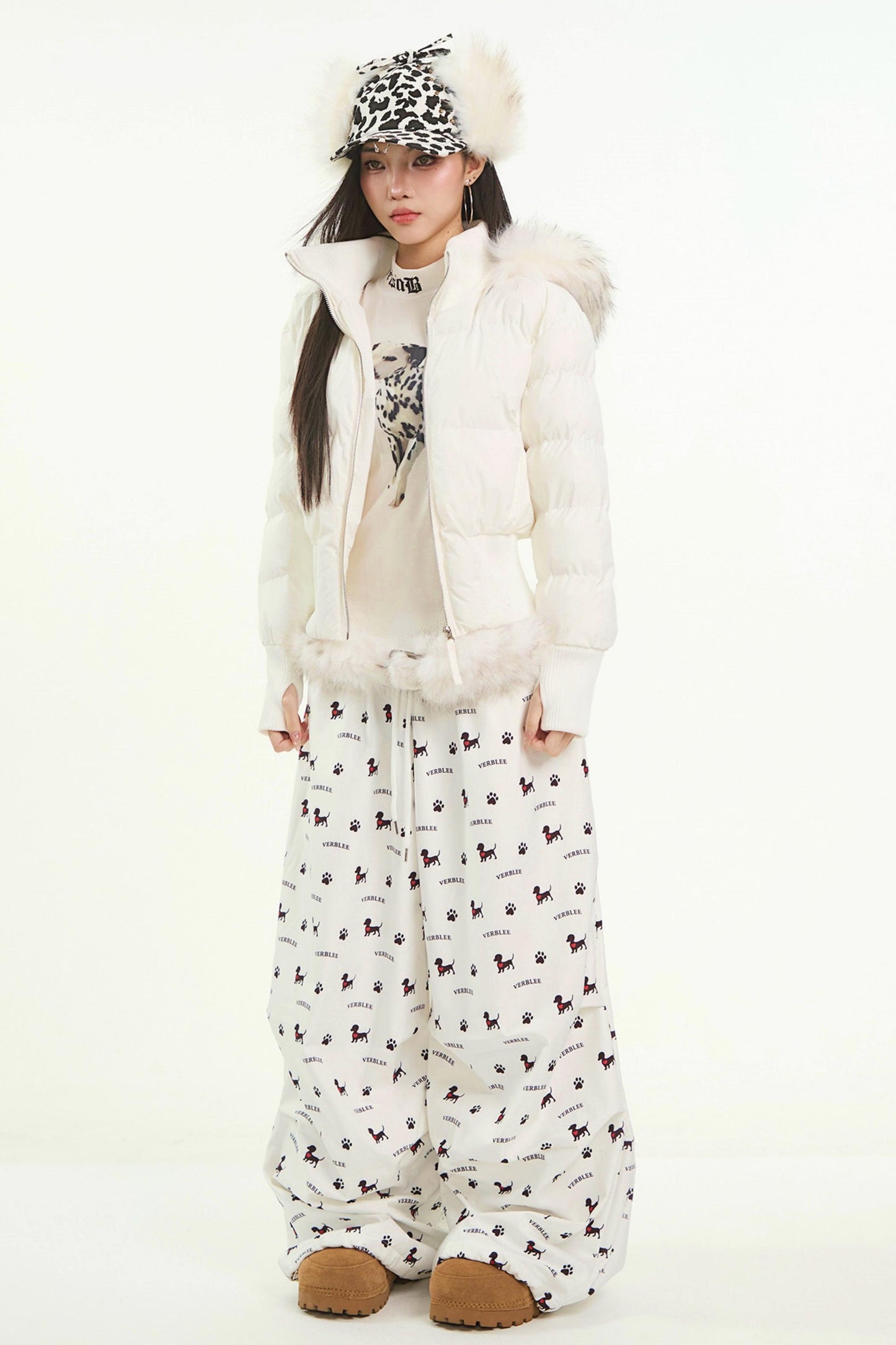 White Fur Collar Cotton Jacket