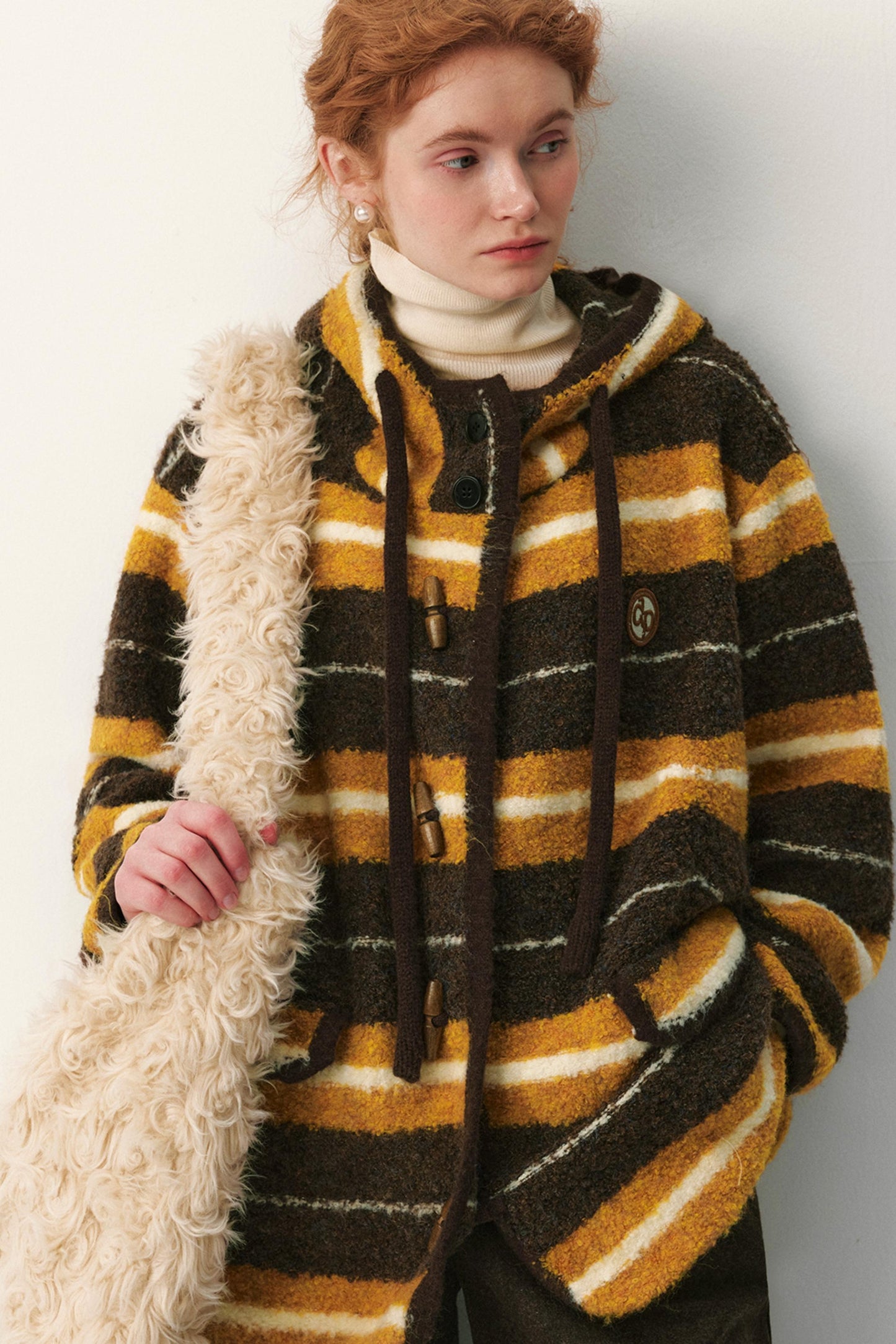 Melard Striped Hooded Coat