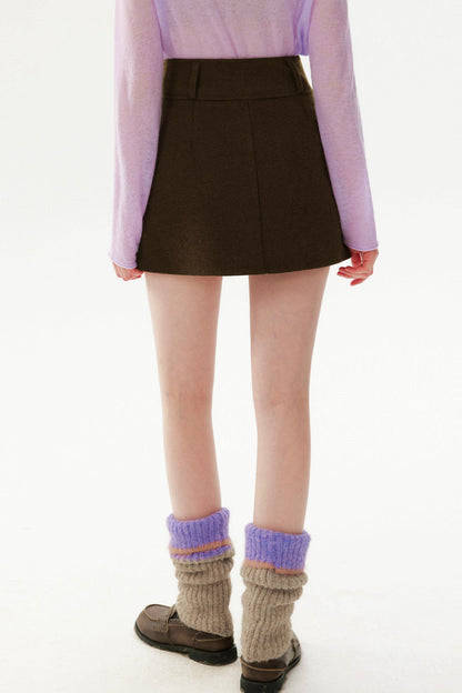 Brown Retro Woolen Skirt