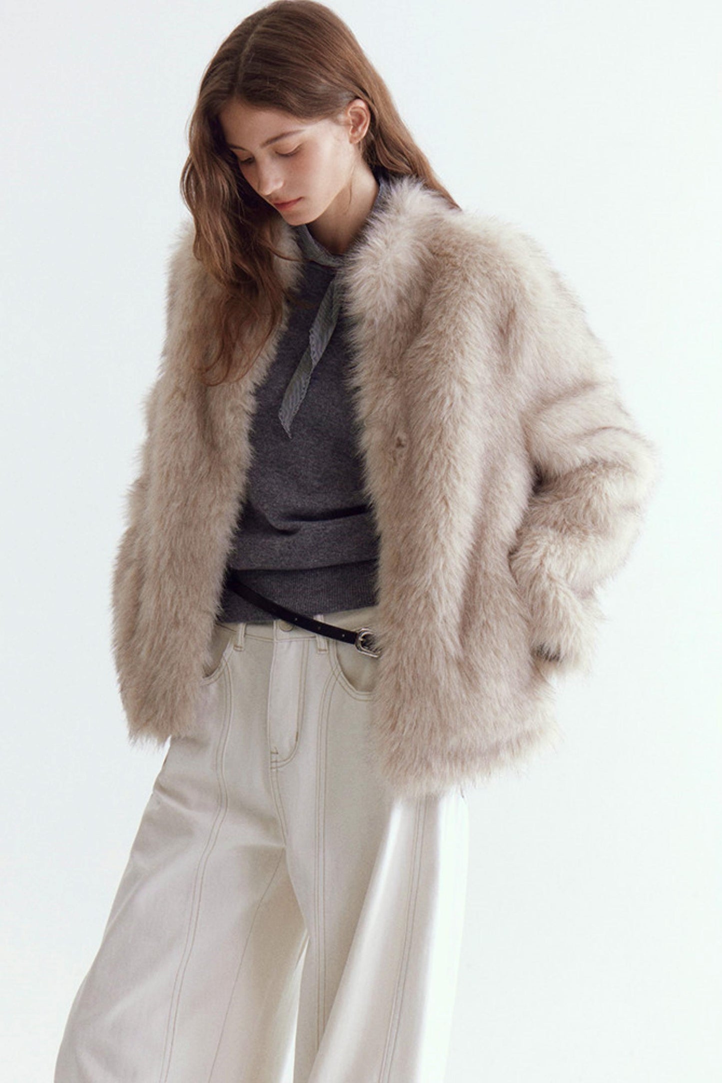 Stand Collar Eco-Friendly Fur Coat