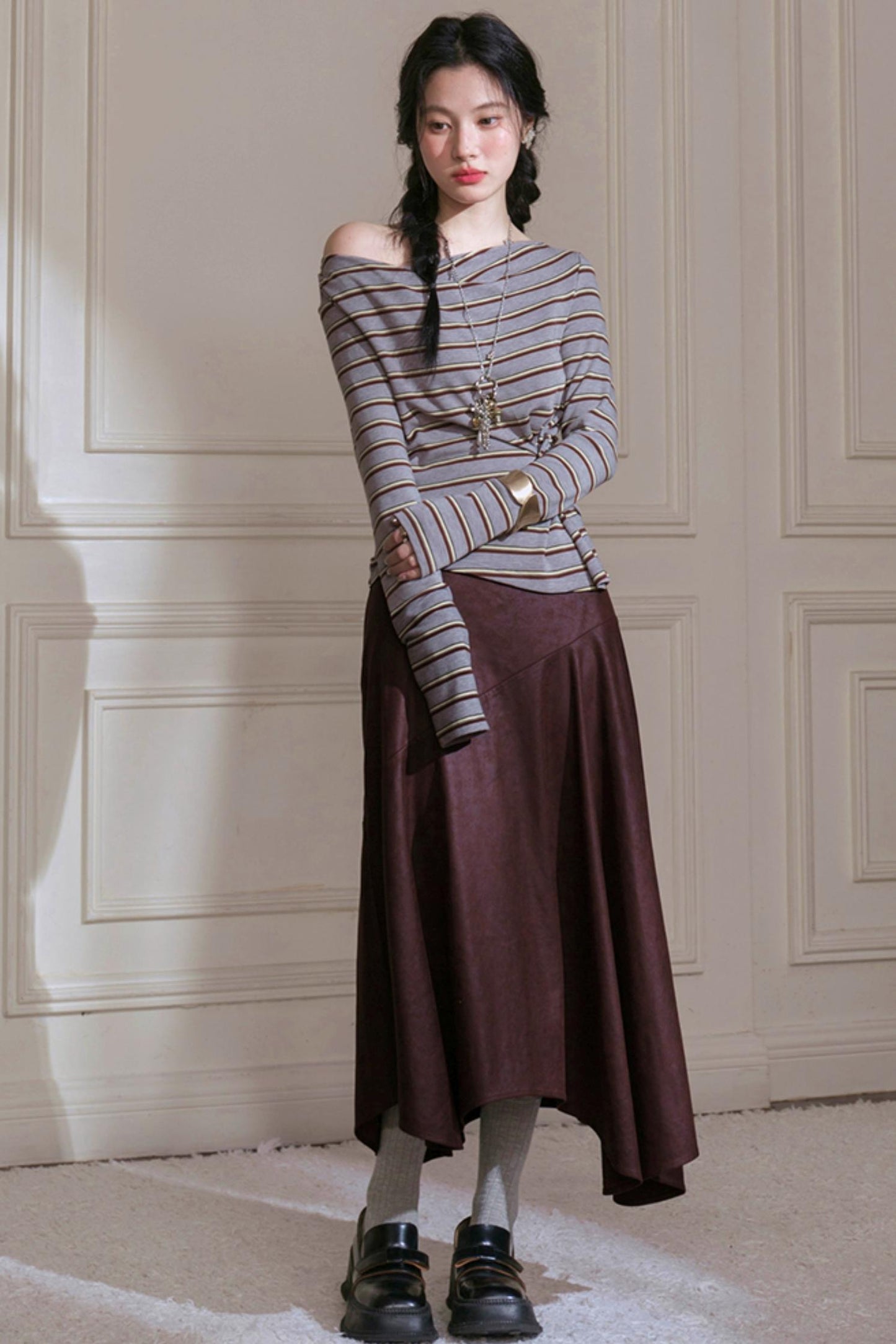 Blended Texture Irregular Skirt
